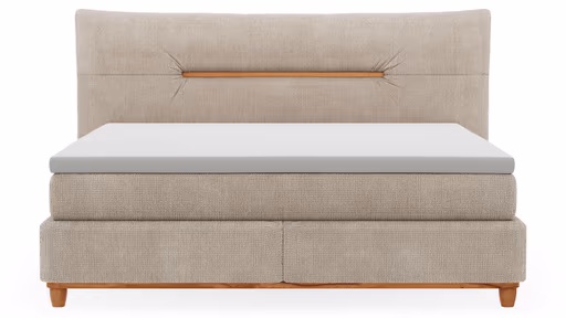 Boxspringbett Alpin - Liegefläche ca. 180x200 cm, Stoff, Graubeige