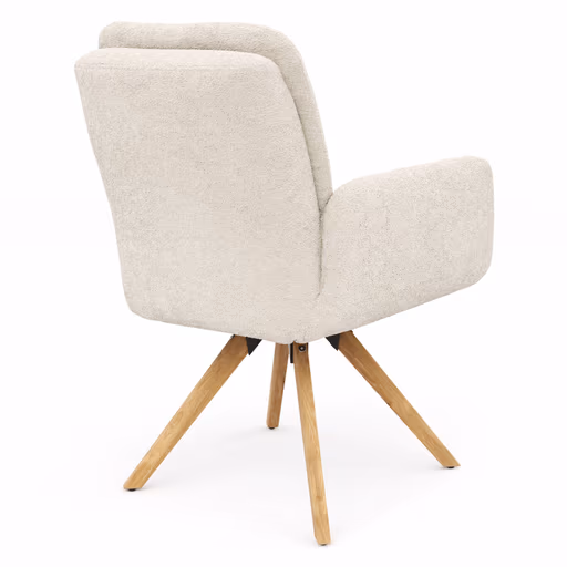 Armlehnstuhl Evania - Dreh und Relax-Funktion, niedriger Rücken, Stoff, Creme