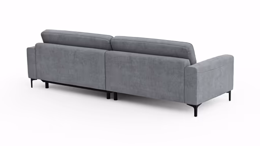 Ecksofa Oviedo - 1,5-Sitzer mit Longchair rechts inkl. Relaxfunktion (motorisch), Stoff, Grau