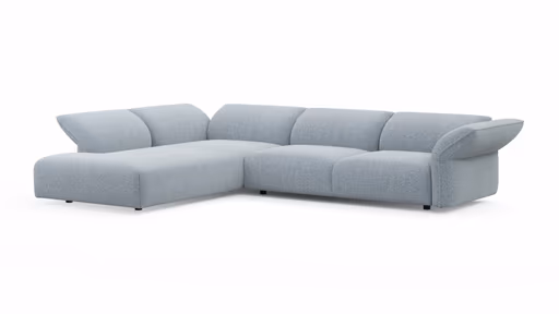 Ecksofa Motone - Ecke links mit 2,5-Sitzer, Stoff, Hellblau