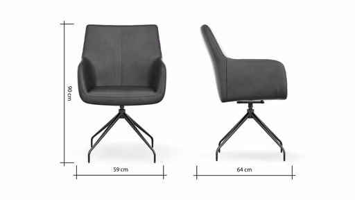 Armlehnstuhl Newcastle - drehbar, Leder, Anthrazit