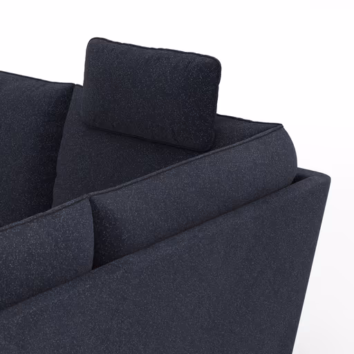 Sofa Stamford - 3,5-Sitzer, Bogen links mit Ecksofa 2-sitzig und Abschlusshocker Rechts, inkl. Armlehne verstellbar und Kopfstütze, Stoff, Dunkelblau