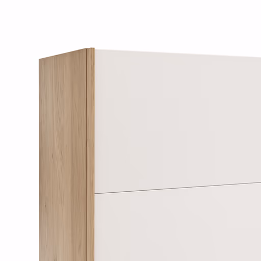 Schwebetürenschrank Viana - B ca. 271 cm, Lack, Weiß, Riffholz, Balkeneiche