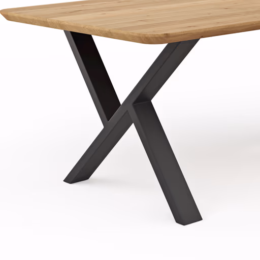 Esstisch Belfast - LB ca. 180x100 cm, Eiche massiv, X-Gestell asymmetrisch
