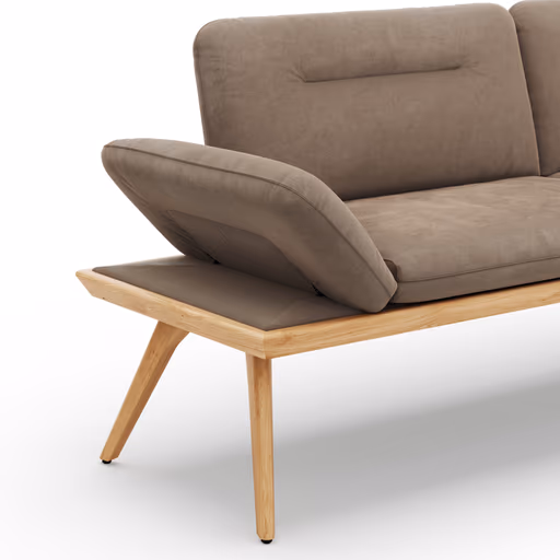 Bank Kamari - Breite ca. 228cm, Seitenteile verstellbar, Stoff, Schlamm