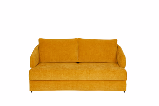 Sofa - 2-Sitzer mit Schlaffunktion, Sitztiefe verstellbar, Stoff, Gelb