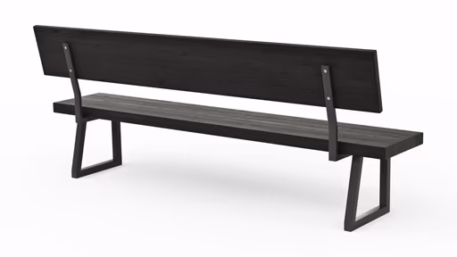 Holzbank Clifton - mit Rückenlehne, Breite ca. 220 cm, Zerreiche massiv, smoked