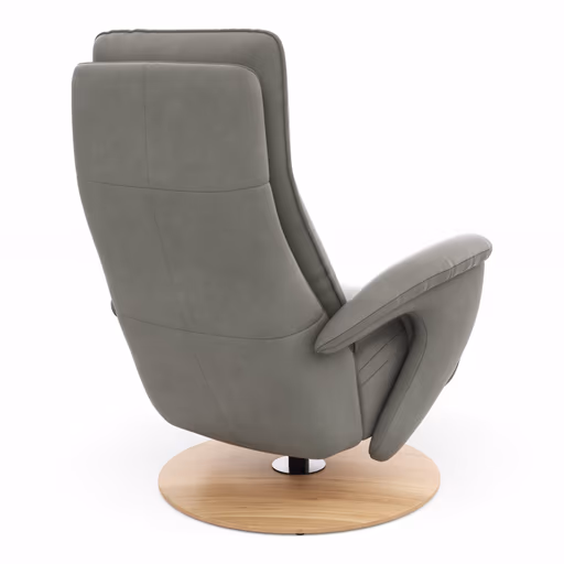 Sessel Tulsa Relax - Größe M, inkl. Kopf-/Fußteil/Rückenlehne verstellbar, Leder, Graubeige