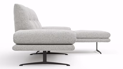 Ecksofa Lucero 2.0 - 2-Sitzer mit Longchair rechts inkl. Rückenlehne verstellbar, Stoff, Offwhite