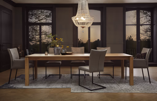 Esstisch 5000 - ausziehbar, LB ca. 180x90 cm, Eiche massiv, Bianco