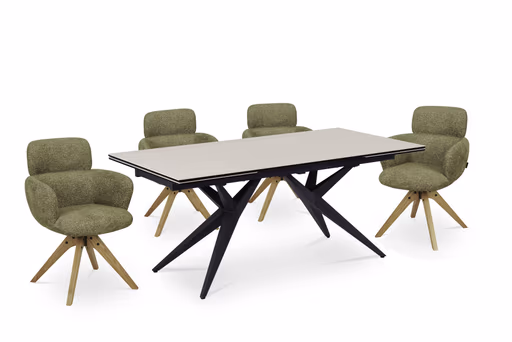 Armlehnstuhl MANJA - drehbar, Stoff, Braun