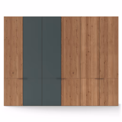 Drehtürenschrank Matera, B ca. 302, Ethno Eiche, Glas, blaugrün