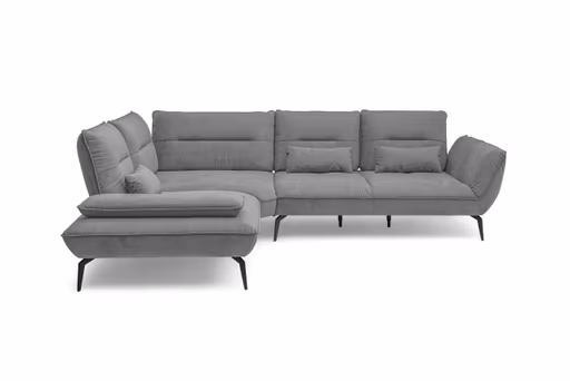 Ecksofa PAYTON - Ecke links, 2,5-Sitzer inkl. Rückenneigung, Armteilverstellung, Stoff, Grau