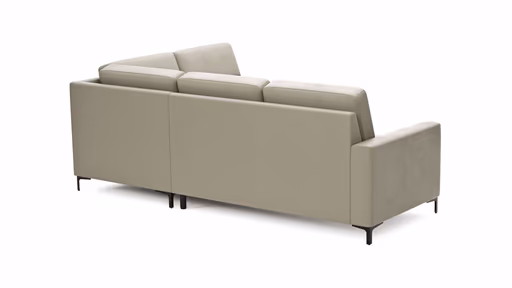 Ecksofa Merlos H. - 2,5-Sitzer mit Ecke rechts, Leder, Kreide