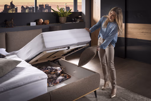 Polsterbett EM Samana - Liegefläche ca. 180x200 cm, Stoff, braun