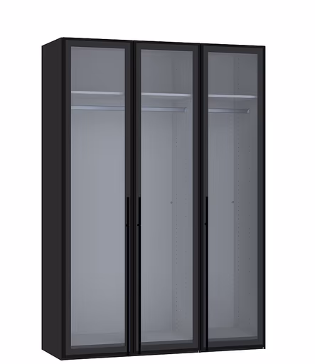Drehtürenschrank JOIN IT- B ca. 152 cm, Schwarz, Glas, Grau