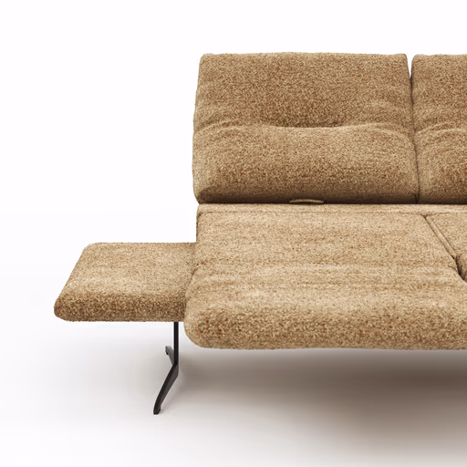 Sofa Lucero 2.0 - 2-Sitzer inkl. Drehsitz, Rollout-Armlehne und Sitztiefe verstellbar, Stoff, Cognac