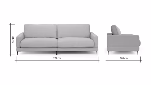 Sofa Janne - 3-Sitzer, Stoff, Grau