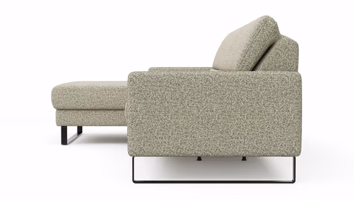 Ecksofa Valera - Longchair mit 3-Sitzer rechts inkl. Rückenlehne verstellbar, Stoff, Limone