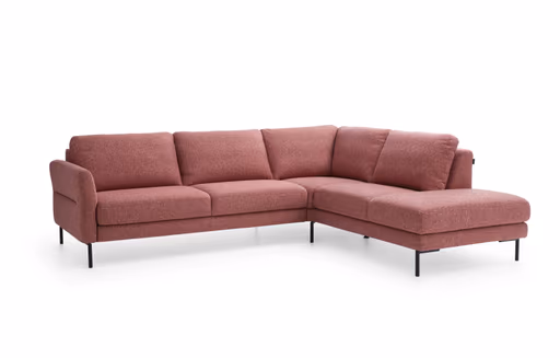 Ecksofa Enna - 3-Sitzer mit Ecke rechts, Stoff, Koralle