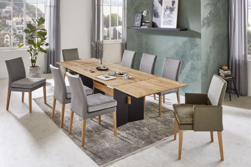 Esstisch - ausziehbar, LB ca. 180(300)x100 cm, Eiche massiv