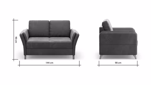 Sofa Vayra - 2-Sitzer, Stoff, Anthrazit