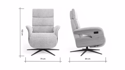 Relaxsessel Amila - Größe S, inkl. 2-motorischer Relaxfunktion und Kopfteilverstellung, Stoff, Silbergrau