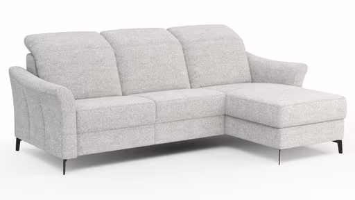 Ecksofa Canterbury - 2,5-Sitzer mit Longchair rechts, Stoff, Offwhite