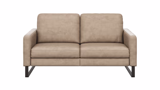 Sofa Enna - 2,5-Sitzer, Armlehne A, Leder, Taupe, Kufe, Schwarz