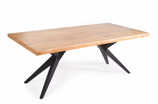 Esstisch - LB ca. 240x100 cm, Eiche massiv geölt, Baumkante, Schwarz