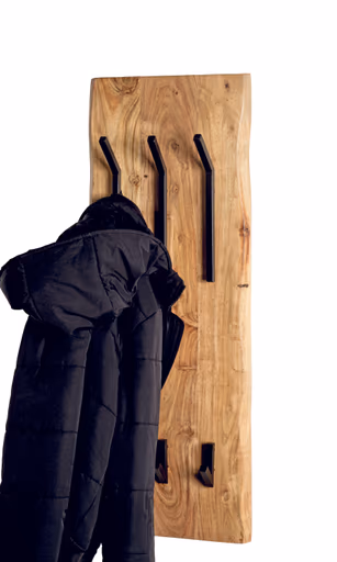 Wandgarderobe - B ca. 36 cm, Akazie, Schwarz