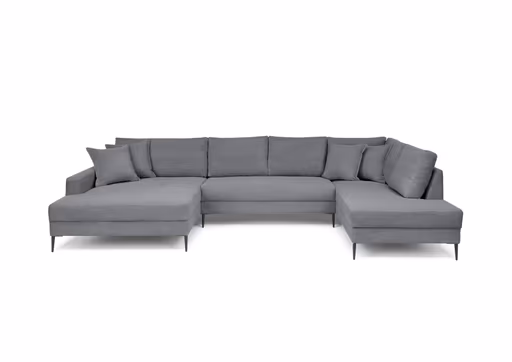 Wohnlandschaft - Longchair links, 2-Sitzer, Ecke rechts, Stoff, Grau