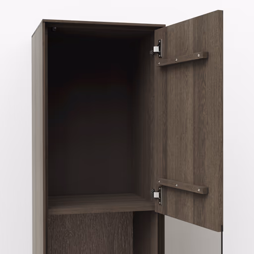 Hängevitrine Saratoga - Anschlag Rechts, Buche massiv, silbergrau geölt