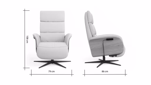 Relaxsessel Amila - Größe L, inkl. 4-motorischer Relaxfunktion und Aufstehhilfe, Leder, Silbergrau