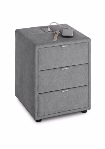Nachttisch- Inkl. Ladeport, Stoff, Anthrazit