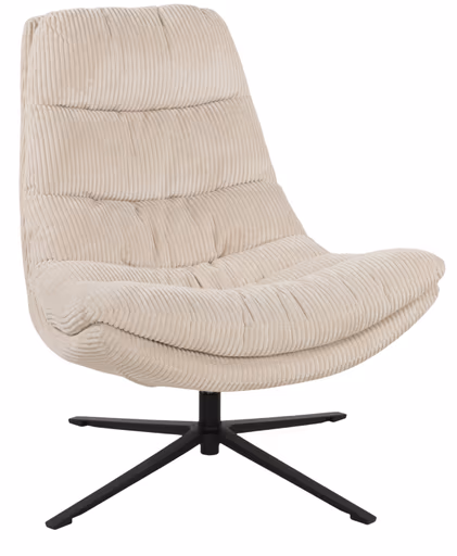 Relaxsessel mit Hocker - drehbar, Cord, Beige