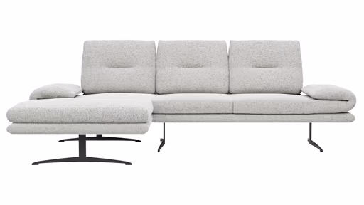 Ecksofa Lucero 2.0 - Longchair mit 2-Sitzer rechts inkl. Sitztiefenverstellung, Drehsitz und Sitztiefe verstellbar, Stoff, Offwhite