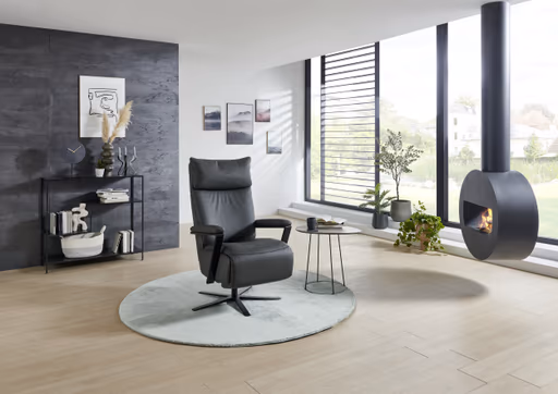 Sessel - Größe L, Relaxfunktion, Leder Anthrazit