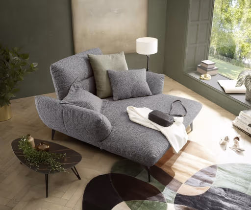 Sessel PAYTON - Loveseat inkl. Rückenneigung, Stoff, Dunkelgrau