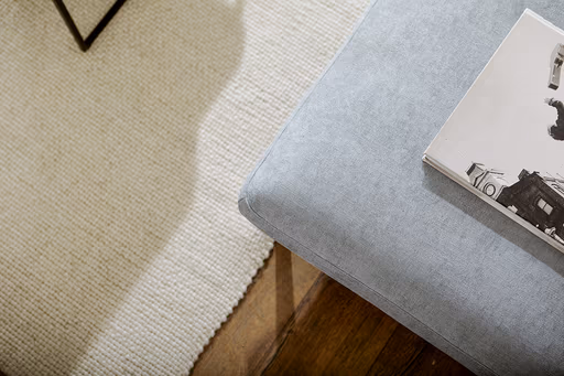 Hocker Jacksonville - LB ca. 112x67 cm, Stoff, Hellblau