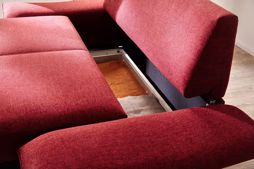 Sofa - 2-Sitzer, Relaxfunktion/Schlaffunktion, Stoff, Rot