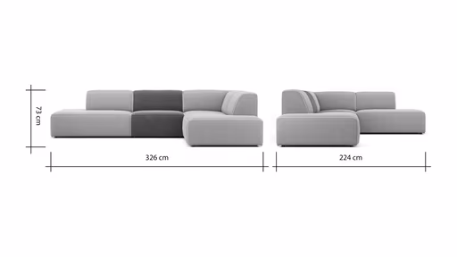 Ecksofa Elementos - Abschlusselement mit 1-Sitzer und Ecke rechts, Stoff, Natur
