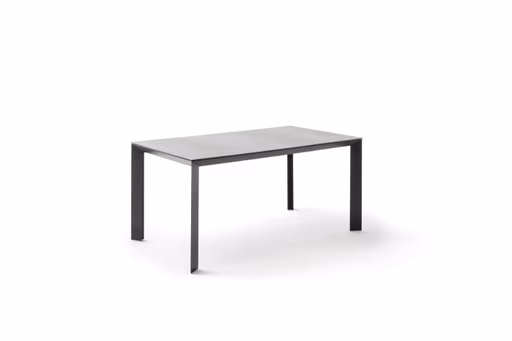 Esstisch Hakon - ausziehbar, LB 160x90 cm, Keramik, Dunkelgrau, Gestell Schwarz