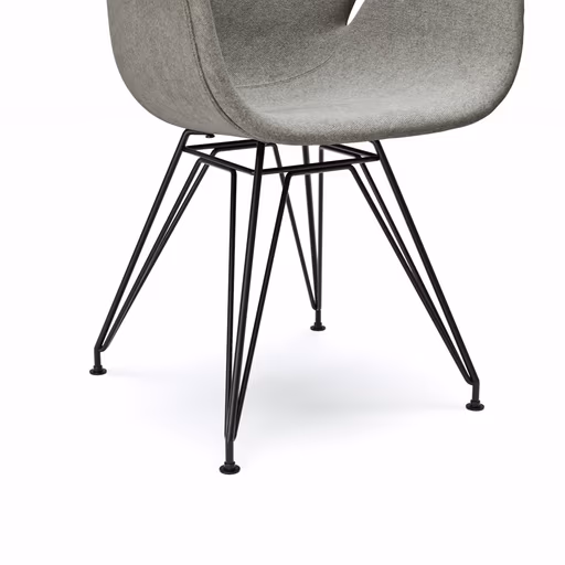 Armlehnstuhl Tooon - Stoff Kristallgrau, Gestell Metall, Schwarz