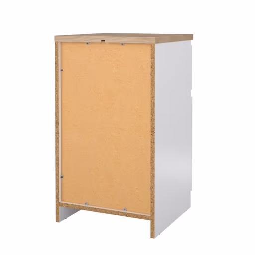 Nachtkonsole- B ca. 40 cm, Weiß, Hochglanz, Eiche Dekor