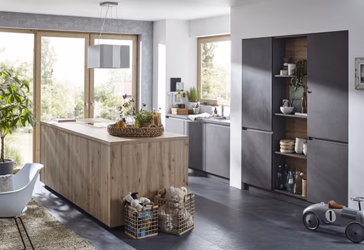 Inselküche 52.210 GL 1 520, Beton Schiefergrau Nachbildung