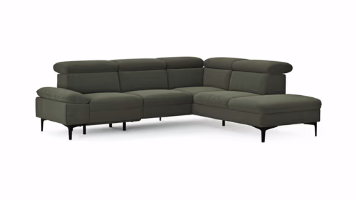 Ecksofa Felipa - 2,5-Sitzer mit Ecke rechts inkl. Armlehne verstellbar und Rückenlehne/Sitztiefe verstellbar (motorisch), Stoff, Dunkelgrün