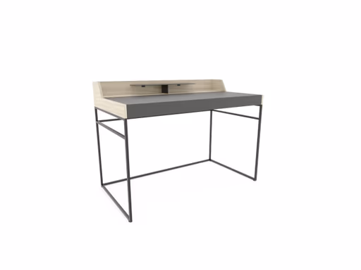 Schreibtisch - Eiche, Milk, Lack, Dunkelgrau