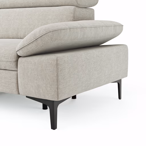 Ecksofa Felipa - Ecke links mit 2,5-Sitzer inkl. Armlehne verstellbar und Rückenlehne/Sitztiefe verstellbar (motorisch), Stoff, Natur