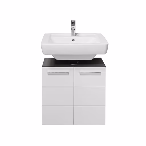 Waschebeckenunterschrank- B ca. 60 cm, Anthrazit, Weiß, Hochglanz